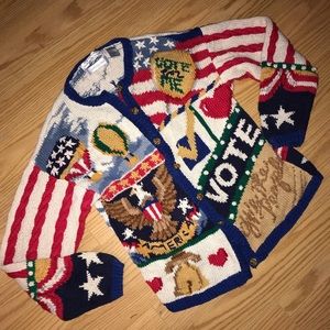 HANDMADE VOTE USA ELECTIONS SWEATER CARDIGAN 🇺🇸